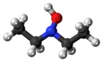 Ball-and-stick model of the diethylhydroxylamine molecule