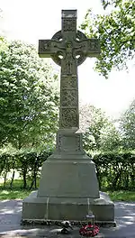 Modern Celtic cross of a war monument in Limburg-Dietkirchen, Germany