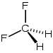 Skeletal structure of difluoromethane.