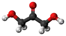 Ball-and-stick model of the dihydroxyacetone molecule
