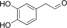 Kekulé, skeletal formula of 3,4-dihydroxyphenylacetaldehyde