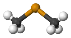 Ball and stick model of dimethyl telluride