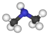 Ball and stick model of dimethylamine