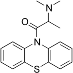 Skeletal formula of dimethylaminopropionylphenothiazine