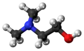Ball-and-stick model of the dimethylethanolamine molecule