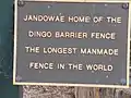 Dingo statue plaque, Jandowae, Queensland.