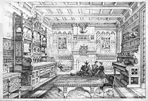Illustration from Examples of Ancient and Modern Furniture, Metal Work, Tapestries, Decorations (1876).