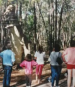 The Parasaurolophus model at Dinosaur Park in the early 1990s.