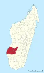Map of the diocese of Morombe in southwestern Madagascar