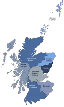 Map of the dioceses of the Scottish Episcopal Church