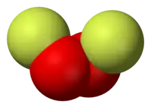 Spacefill model of dioxygen difluoride