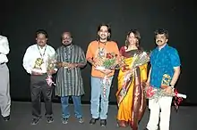 Iyer with Director Lenin Rajendran and all other cast of Malayalam film Ratri Mazha at Indian Panaorama during presentation on 24 November 2007 at Panji Goa