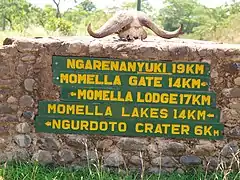 Directional sign within Arusha National Park 2015
