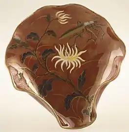 Glazed earthenware dish with floral and insect designs (1885) (Metropolitan Museum)
