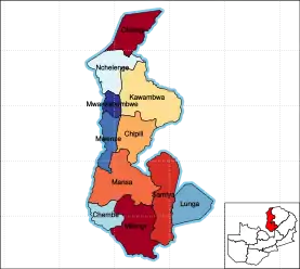 Luapula Province showing its districts