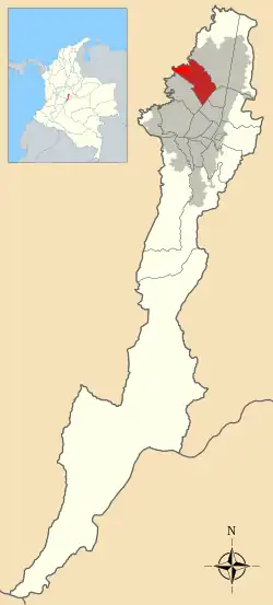Location of the locality in the Capital District of Bogotá