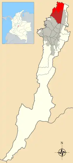 Location of the locality in the Capital District of Bogotá