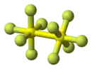 Ball-and-stick model of disulfur decafluoride