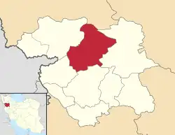 Location of Divandarreh County in Kurdistan province