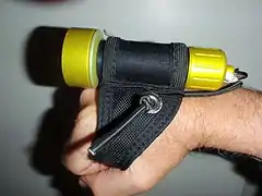 One piece LED dive light with soft Goodman type handle