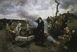 Doña Juana La Loca (Museo del Prado, 1877), showing Juana the Mad holding vigil over the coffin of her late husband, Philip the Handsome