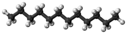 Ball and stick model of dodecane