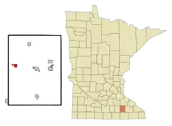 Location of Claremontwithin Dodge County and state of Minnesota