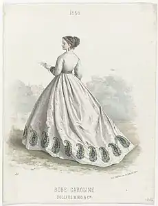 French dress with printed boteh in 1866