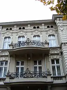 Balconies with wrought iron balustrade