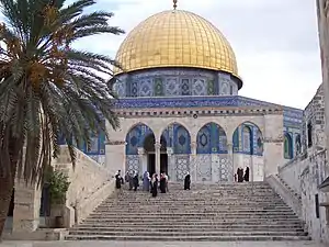 Palestinians attending prayers at the Dome of the Rock in Jerusalem