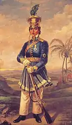 Lieutenant Maria Quitéria national heroine who fought in the War of Independence, patron of the Corps of Support Staff Officers of the Brazilian Army.
