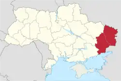 Map indicating the location of Donbass within Ukraine