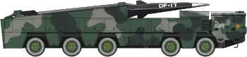 The Dongfeng-17 mounted on a road-mobile missile launcher.