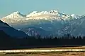 Handcar Peak (left) from southeast in Pemberton Valley(Locomotive Mountain to the right)