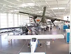 Aircraft on display in the main exhibition hall