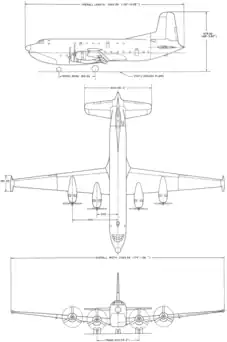 3-view line drawing of the Douglas C-124C Globemaster II