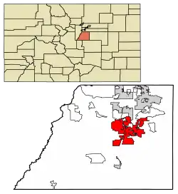 Location of the Town of Castle Rock in Douglas County, Colorado