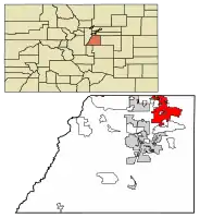 Location of Parker in Douglas County, Colorado.