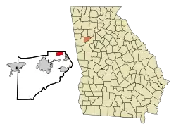 Location in Douglas County and the state of Georgia