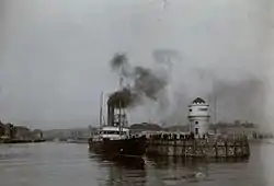 Douglas passing the Red Pier as she leaves Douglas.