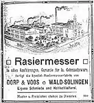 Poster of the DOVO Meisterwerke in Solingen. This shows the names of the original owners (as the DOVO brand name was not yet used) and the original location of the factory.