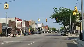 Downtown along E. Ludington Avenue (US 10)