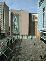 Mural on building exterior depicting F. Scott Fitzgerald