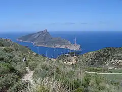 Dragonera as seen from the Tramuntana Range in Majorca.