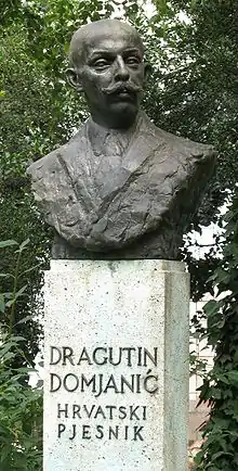 Domjanić's bust in Strossmayer Square, Zagreb