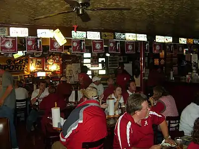 Alabama Crimson Tide football fans fill Dreamland's original Tuscaloosa location after a game, November 2008