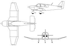 3-view line drawing of the Robin DR 400