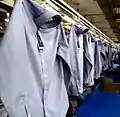 Dress shirt on conveyor