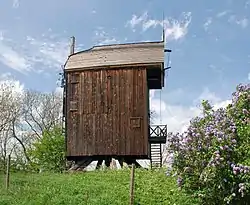 Preserved 18th-century post mill in Drewnica