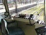 Driver's cab of T-68 tram.